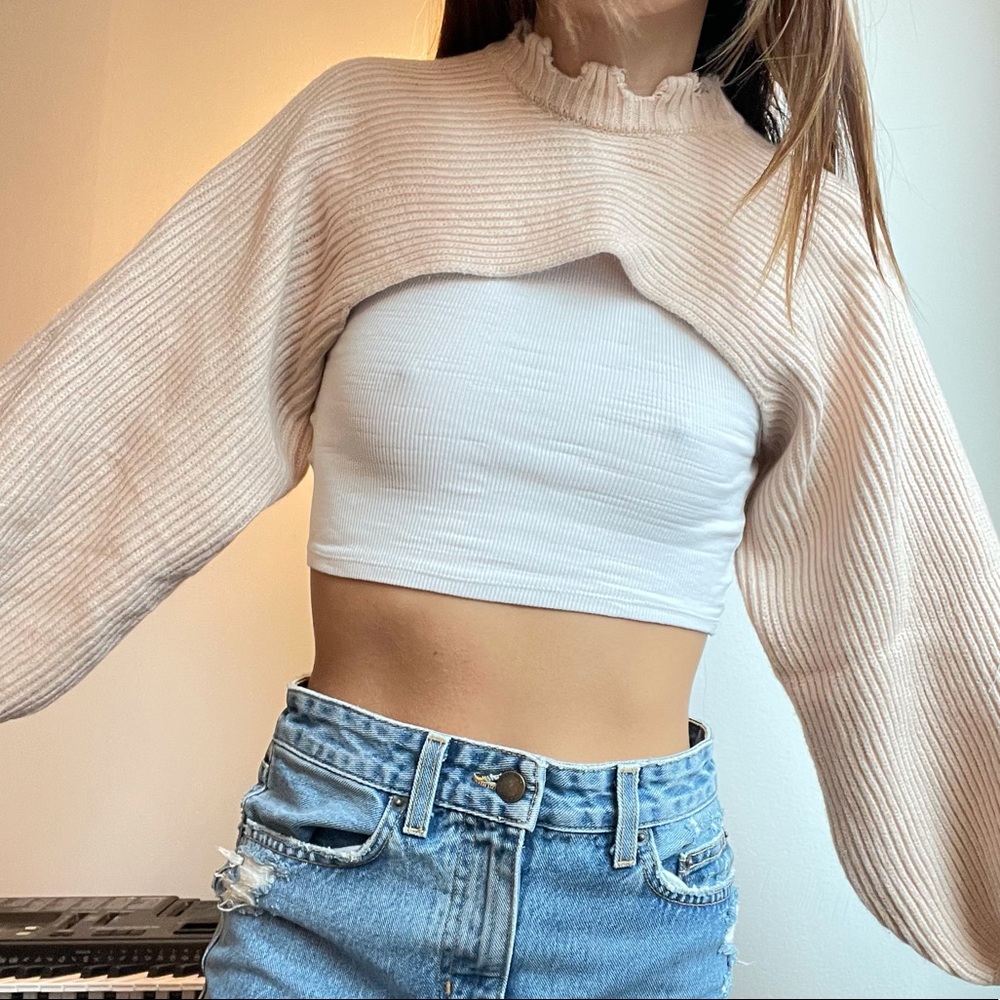 Adika Cropped Sweater | Tan